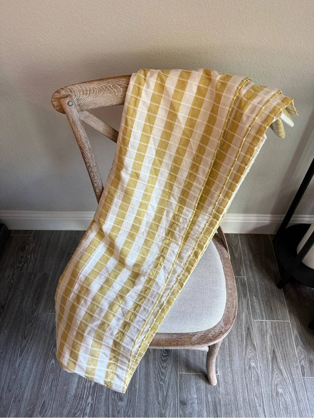 Anthropologie Cotton Woven Stripe Curtain maize yellow